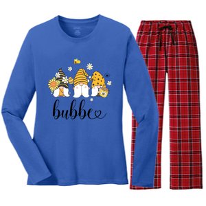 Cute Bubbe Gnomes With Bees And Sunflower Country Style Meaningful Gift Women's Long Sleeve Flannel Pajama Set 