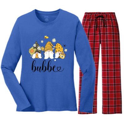 Cute Bubbe Gnomes With Bees And Sunflower Country Style Meaningful Gift Women's Long Sleeve Flannel Pajama Set 