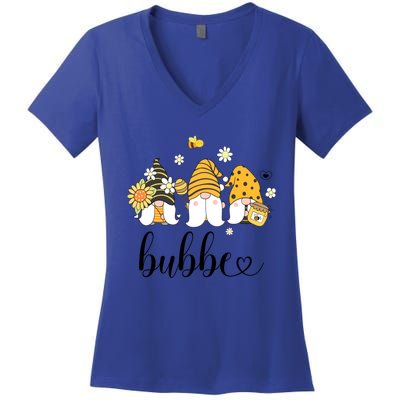 Cute Bubbe Gnomes With Bees And Sunflower Country Style Meaningful Gift Women's V-Neck T-Shirt