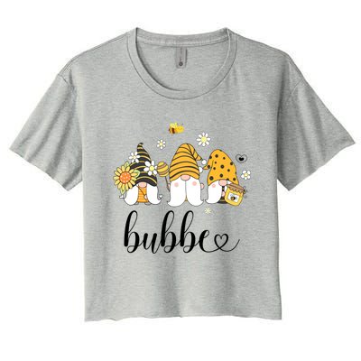 Cute Bubbe Gnomes With Bees And Sunflower Country Style Meaningful Gift Women's Crop Top Tee