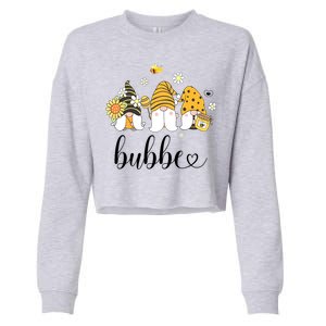 Cute Bubbe Gnomes With Bees And Sunflower Country Style Meaningful Gift Cropped Pullover Crew