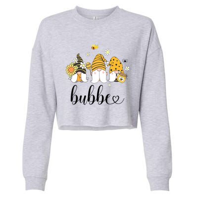 Cute Bubbe Gnomes With Bees And Sunflower Country Style Meaningful Gift Cropped Pullover Crew