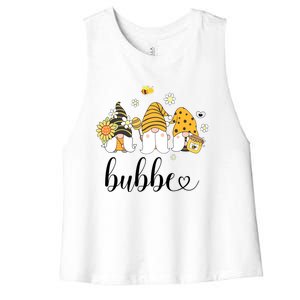 Cute Bubbe Gnomes With Bees And Sunflower Country Style Meaningful Gift Women's Racerback Cropped Tank