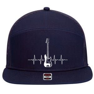 Cool Bass Guitar Heartbeat Design For Bass Player Men Women 7 Panel Mesh Trucker Snapback Hat