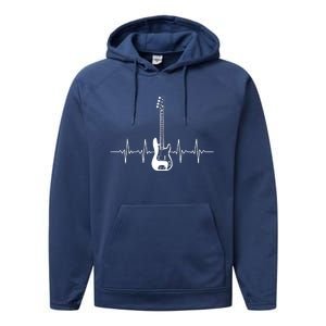 Cool Bass Guitar Heartbeat Design For Bass Player Men Women Performance Fleece Hoodie