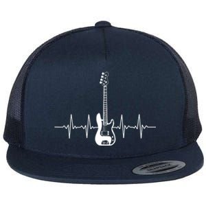 Cool Bass Guitar Heartbeat Design For Bass Player Men Women Flat Bill Trucker Hat