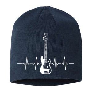 Cool Bass Guitar Heartbeat Design For Bass Player Men Women Sustainable Beanie