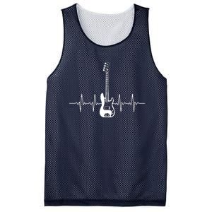 Cool Bass Guitar Heartbeat Design For Bass Player Men Women Mesh Reversible Basketball Jersey Tank