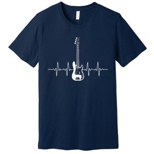 Cool Bass Guitar Heartbeat Design For Bass Player Men Women Premium T-Shirt