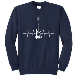 Cool Bass Guitar Heartbeat Design For Bass Player Men Women Tall Sweatshirt