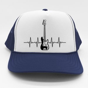 Cool Bass Guitar Heartbeat Design For Bass Player Men Women Trucker Hat