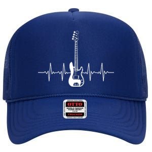 Cool Bass Guitar Heartbeat Design For Bass Player Men Women High Crown Mesh Back Trucker Hat