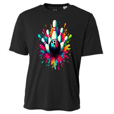 Colorful Bowling Game Day Bowling Cute Colorsplash Ball Cooling Performance Crew T-Shirt