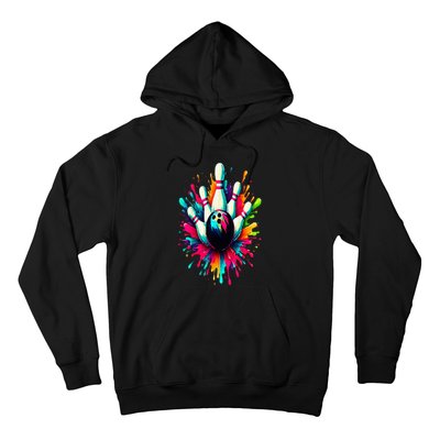 Colorful Bowling Game Day Bowling Cute Colorsplash Ball Hoodie