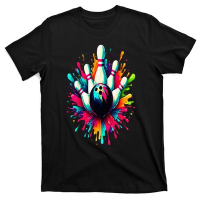 Colorful Bowling Game Day Bowling Cute Colorsplash Ball T-Shirt