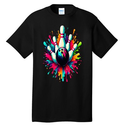 Colorful Bowling Game Day Bowling Cute Colorsplash Ball Tall T-Shirt