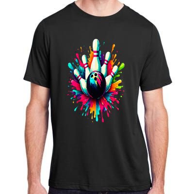 Colorful Bowling Game Day Bowling Cute Colorsplash Ball Adult ChromaSoft Performance T-Shirt