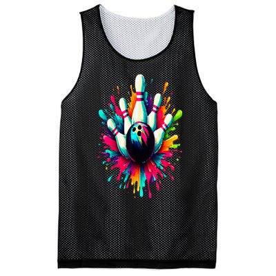 Colorful Bowling Game Day Bowling Cute Colorsplash Ball Mesh Reversible Basketball Jersey Tank