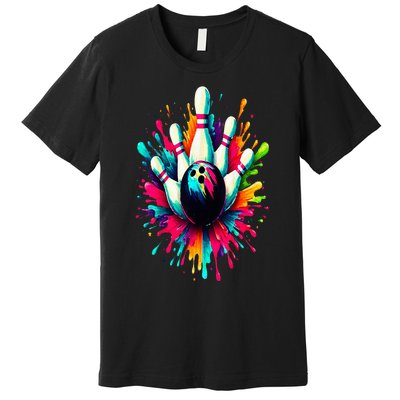 Colorful Bowling Game Day Bowling Cute Colorsplash Ball Premium T-Shirt