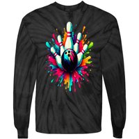 Colorful Bowling Game Day Bowling Cute Colorsplash Ball Tie-Dye Long Sleeve Shirt