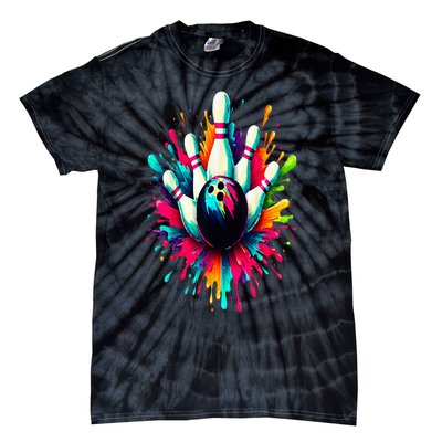 Colorful Bowling Game Day Bowling Cute Colorsplash Ball Tie-Dye T-Shirt