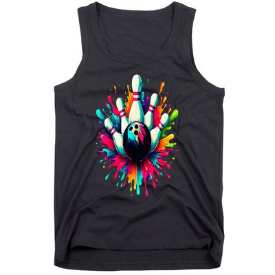 Colorful Bowling Game Day Bowling Cute Colorsplash Ball Tank Top