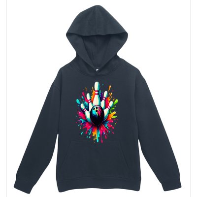 Colorful Bowling Game Day Bowling Cute Colorsplash Ball Urban Pullover Hoodie