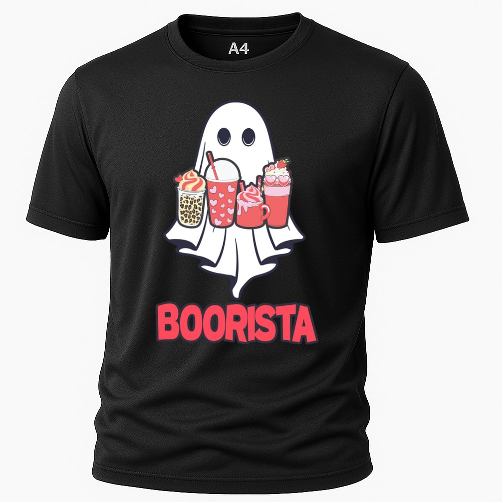 Coffee Boorista Ghost Halloween Barista Cooling Performance Crew T-Shirt