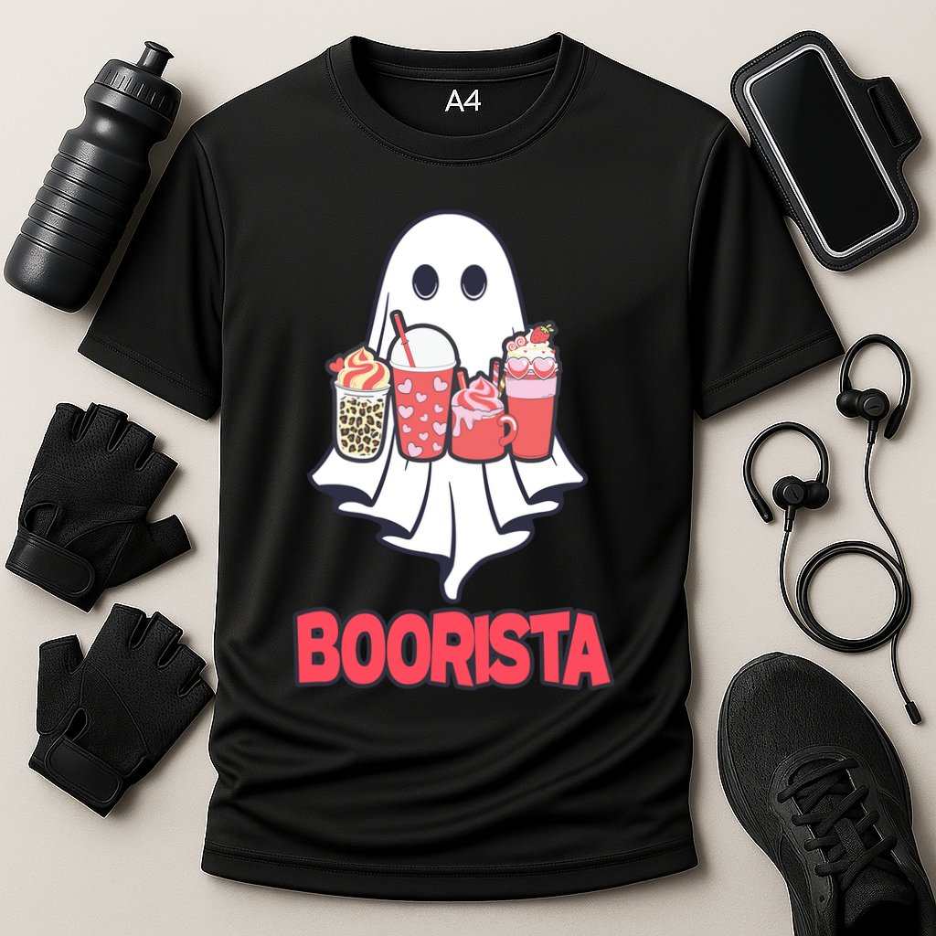 Coffee Boorista Ghost Halloween Barista Cooling Performance Crew T-Shirt