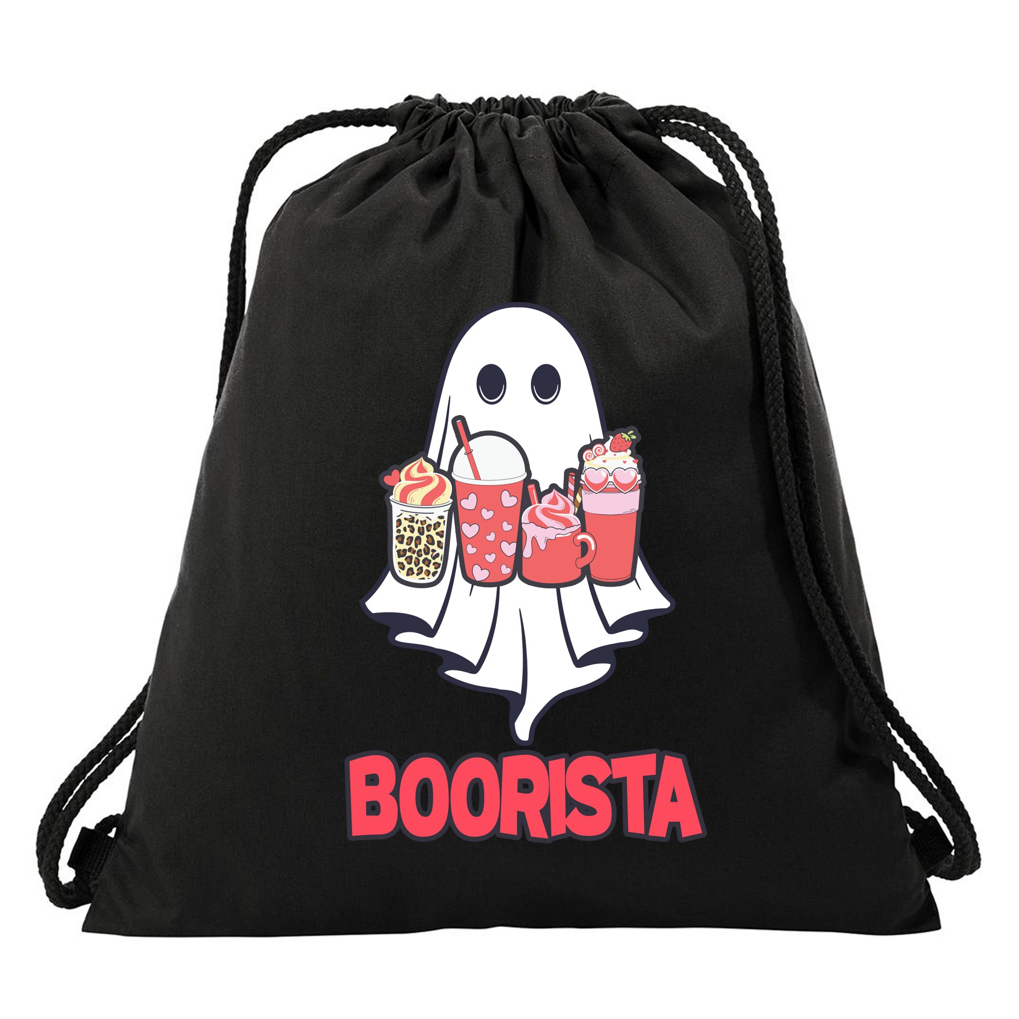 Coffee Boorista Ghost Halloween Barista Drawstring Bag