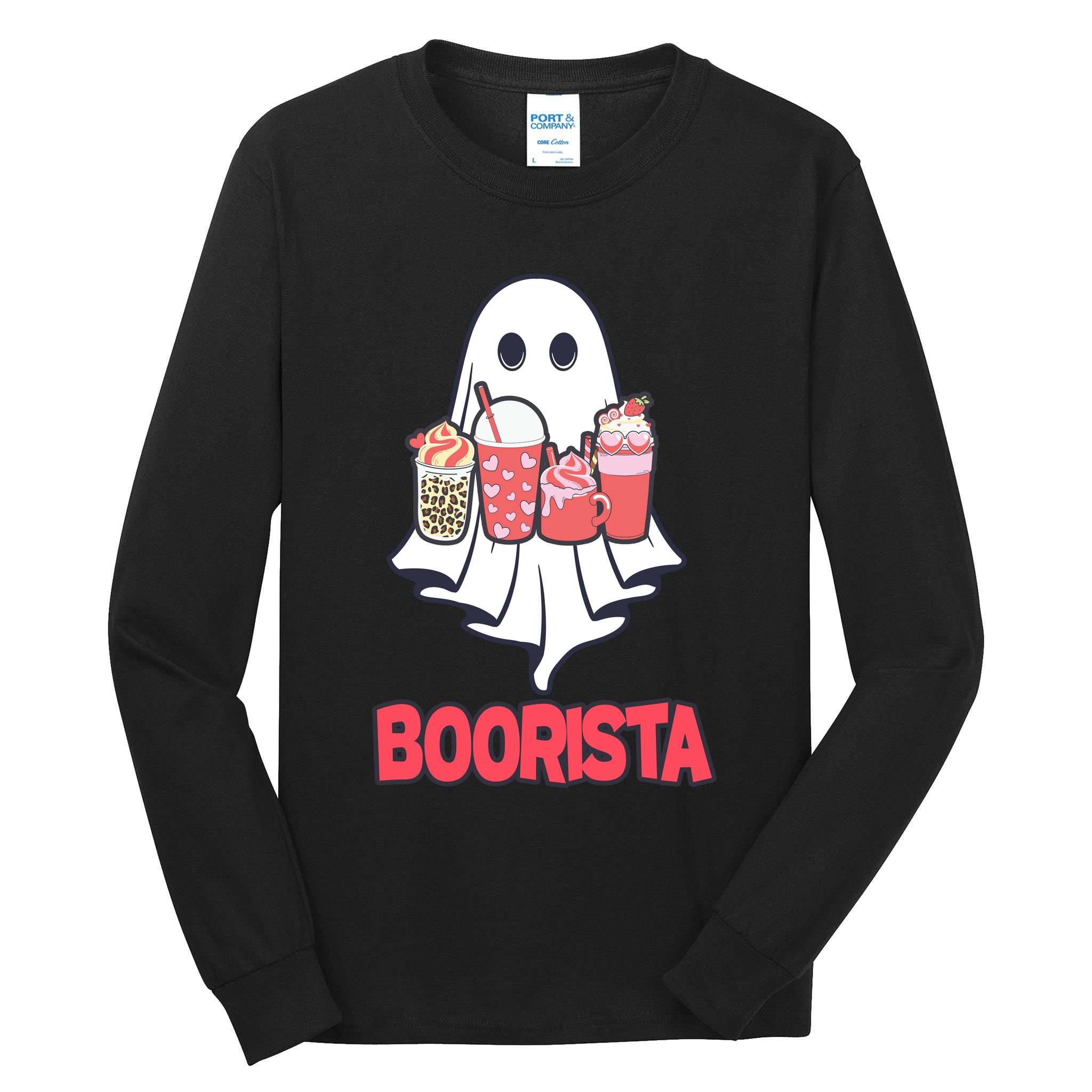 Coffee Boorista Ghost Halloween Barista Tall Long Sleeve T-Shirt