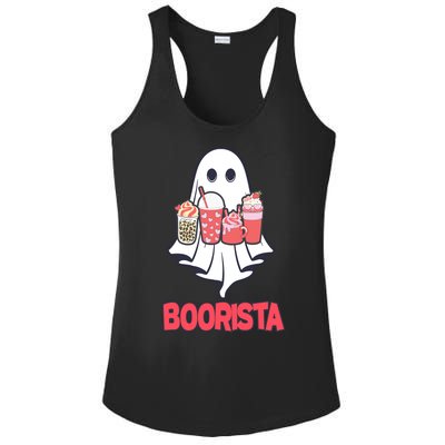 Coffee Boorista Ghost Halloween Barista Ladies PosiCharge Competitor Racerback Tank