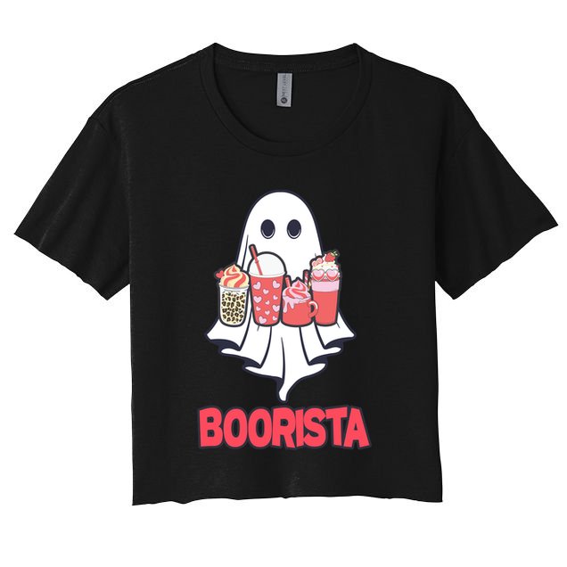 Coffee Boorista Ghost Halloween Barista Crop Top