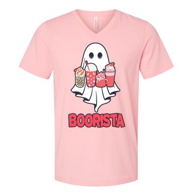 Coffee Boorista Ghost Halloween Barista V-Neck T-Shirt