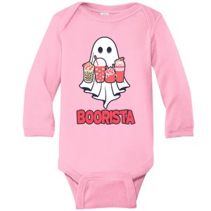 Coffee Boorista Ghost Halloween Barista Baby Long Sleeve Bodysuit