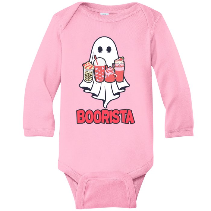 Coffee Boorista Ghost Halloween Barista Baby Long Sleeve Bodysuit