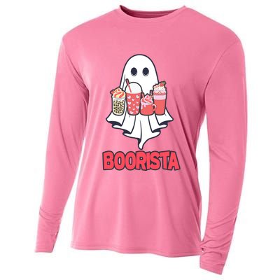 Coffee Boorista Ghost Halloween Barista Cooling Performance Long Sleeve Crew