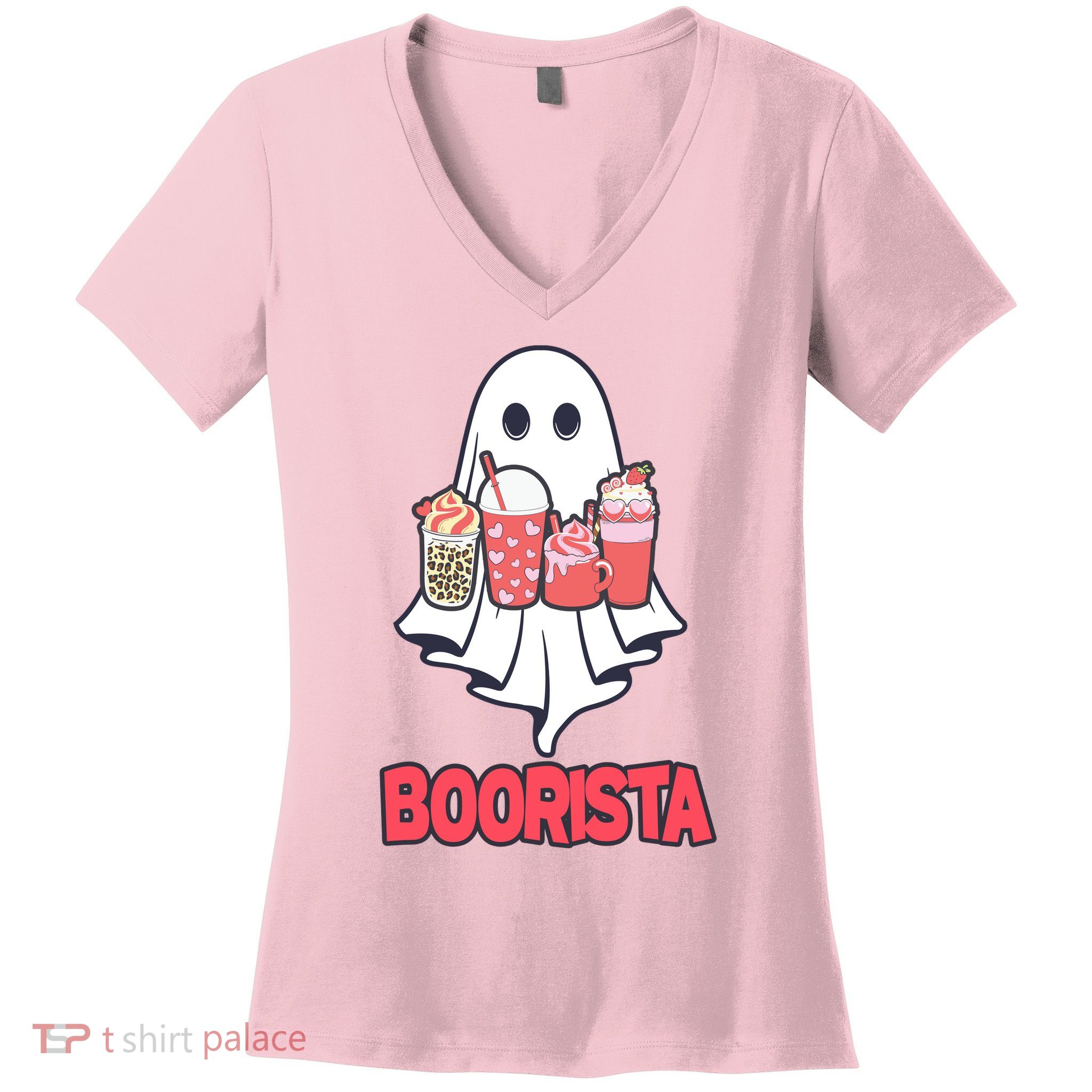 Coffee Boorista Ghost Halloween Barista Women's V-Neck T-Shirt
