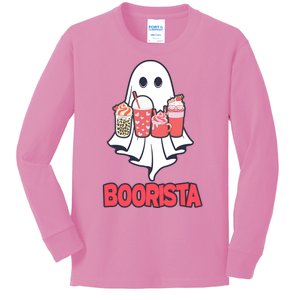 Coffee Boorista Ghost Halloween Barista Kids Long Sleeve Shirt