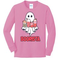 Coffee Boorista Ghost Halloween Barista Kids Long Sleeve Shirt