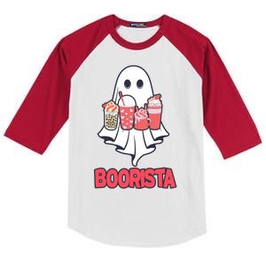 Coffee Boorista Ghost Halloween Barista Kids Colorblock Raglan Jersey