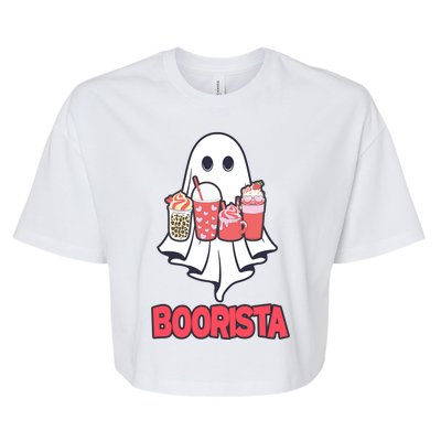 Coffee Boorista Ghost Halloween Barista Bella+Canvas Jersey Crop Tee