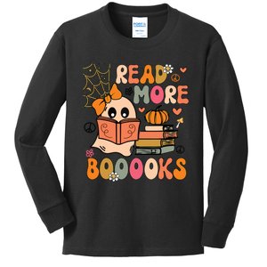 Cute Booooks Ghost Read More Books Funny Teacher Halloween Kids Long Sleeve Shirt