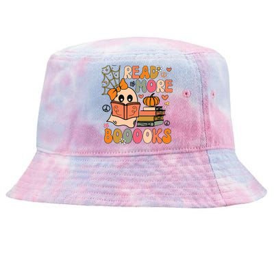 Cute Booooks Ghost Read More Books Funny Teacher Halloween Tie-Dyed Bucket Hat