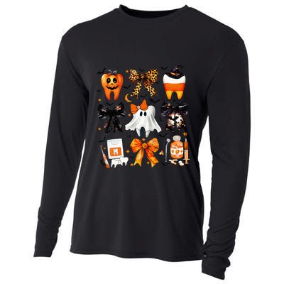 Coquette Bow Halloween Th Dentist Dental Assistant Ghost Cooling Performance Long Sleeve Crew