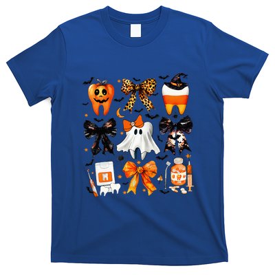 Coquette Bow Halloween Th Dentist Dental Assistant Ghost T-Shirt