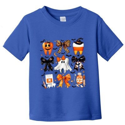 Coquette Bow Halloween Th Dentist Dental Assistant Ghost Toddler T-Shirt