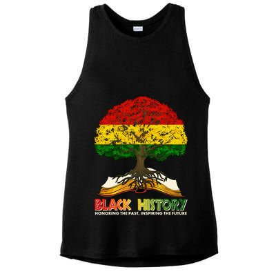 Celebrate Black History Honoring The Past Inspiring The Future Tree Root Book Ladies PosiCharge Tri-Blend Wicking Tank
