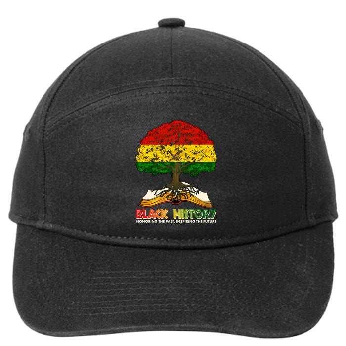 Celebrate Black History Honoring The Past Inspiring The Future Tree Root Book 7-Panel Snapback Hat