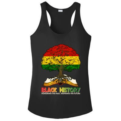 Celebrate Black History Honoring The Past Inspiring The Future Tree Root Book Ladies PosiCharge Competitor Racerback Tank